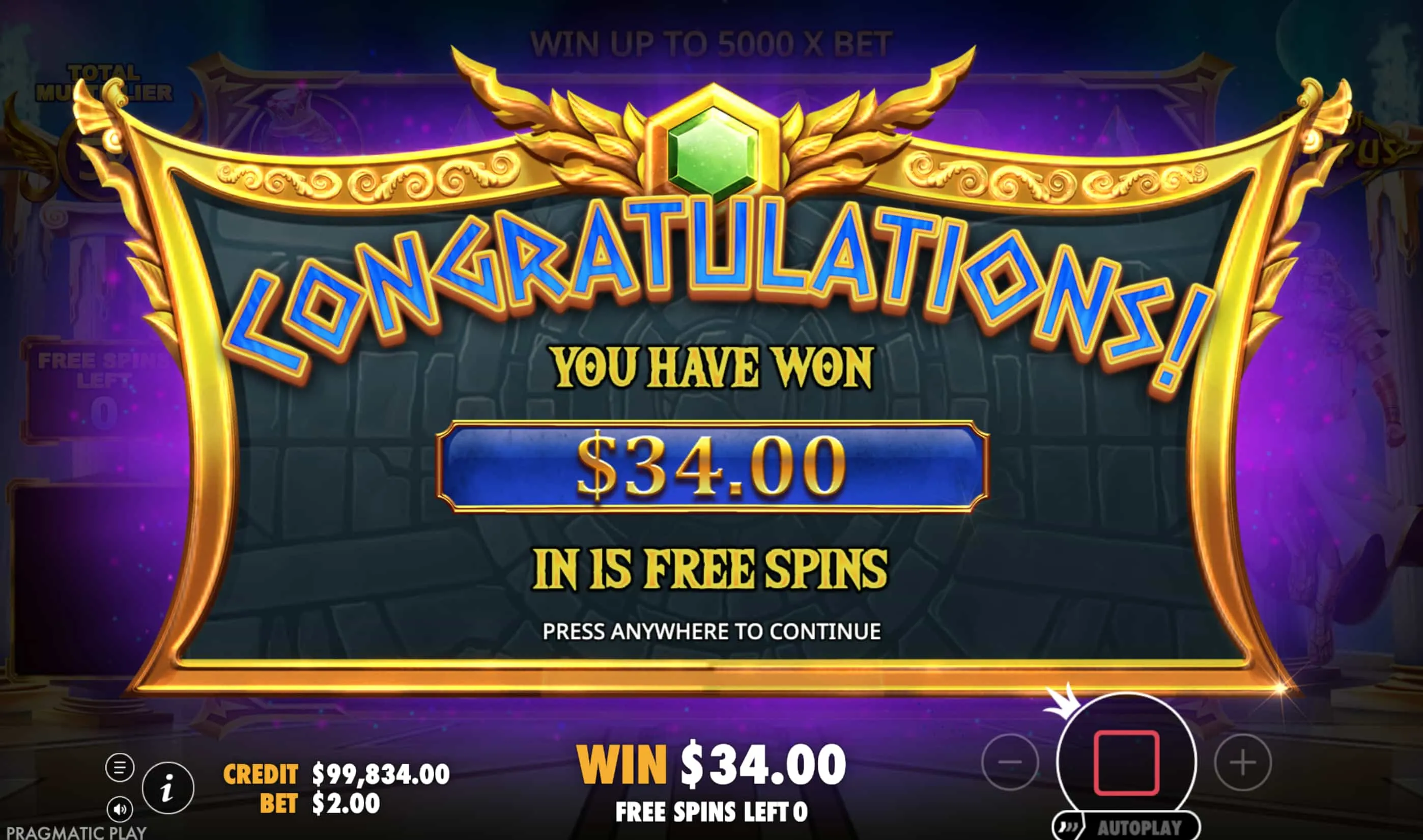 Símbolos del juego y tabla de pagos